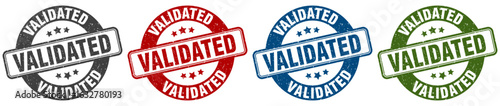 validated stamp. validated round stamp set isolated on white background