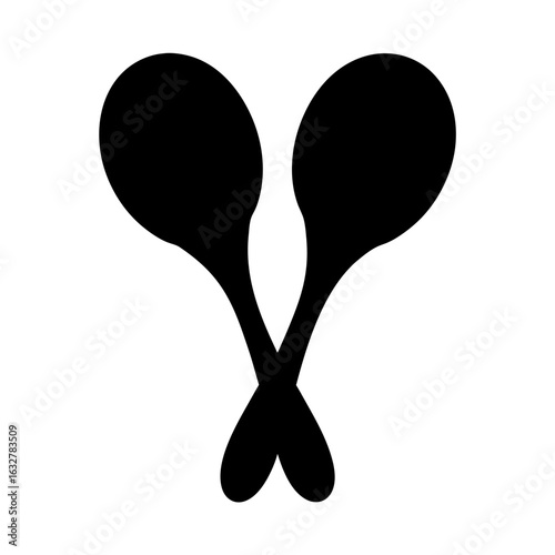 Silhouetted Crossed Maracas Against a White Background Illustrating Musical Percussion Instruments