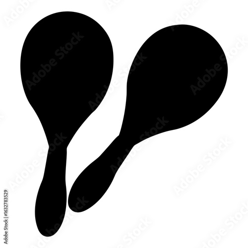 Silhouette of two maracas for a Latin music percussion beat