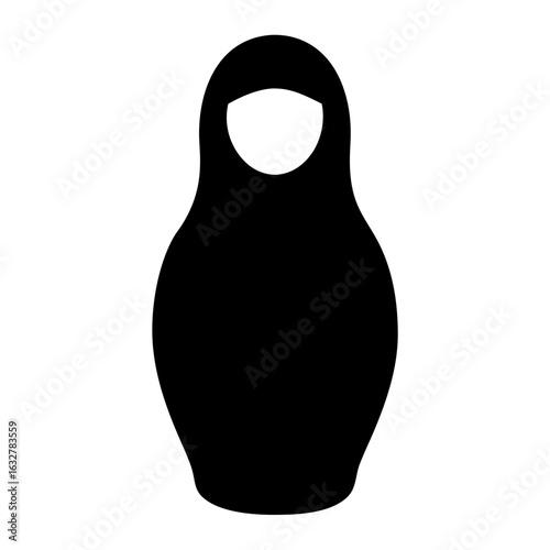 Simple black and white illustration of a classic Russian nesting doll