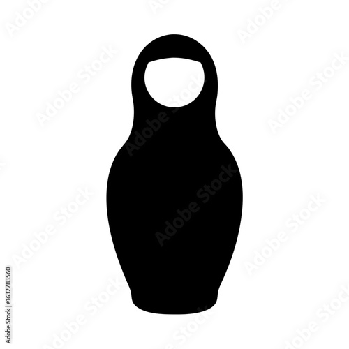 Minimalist Black Silhouette of a Traditional Russian Matryoshka Nested Doll