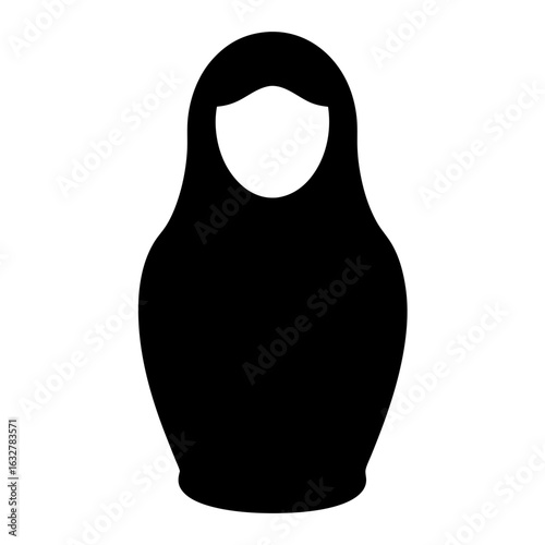 Solid black silhouette of a nesting doll also known as Matryoshka doll