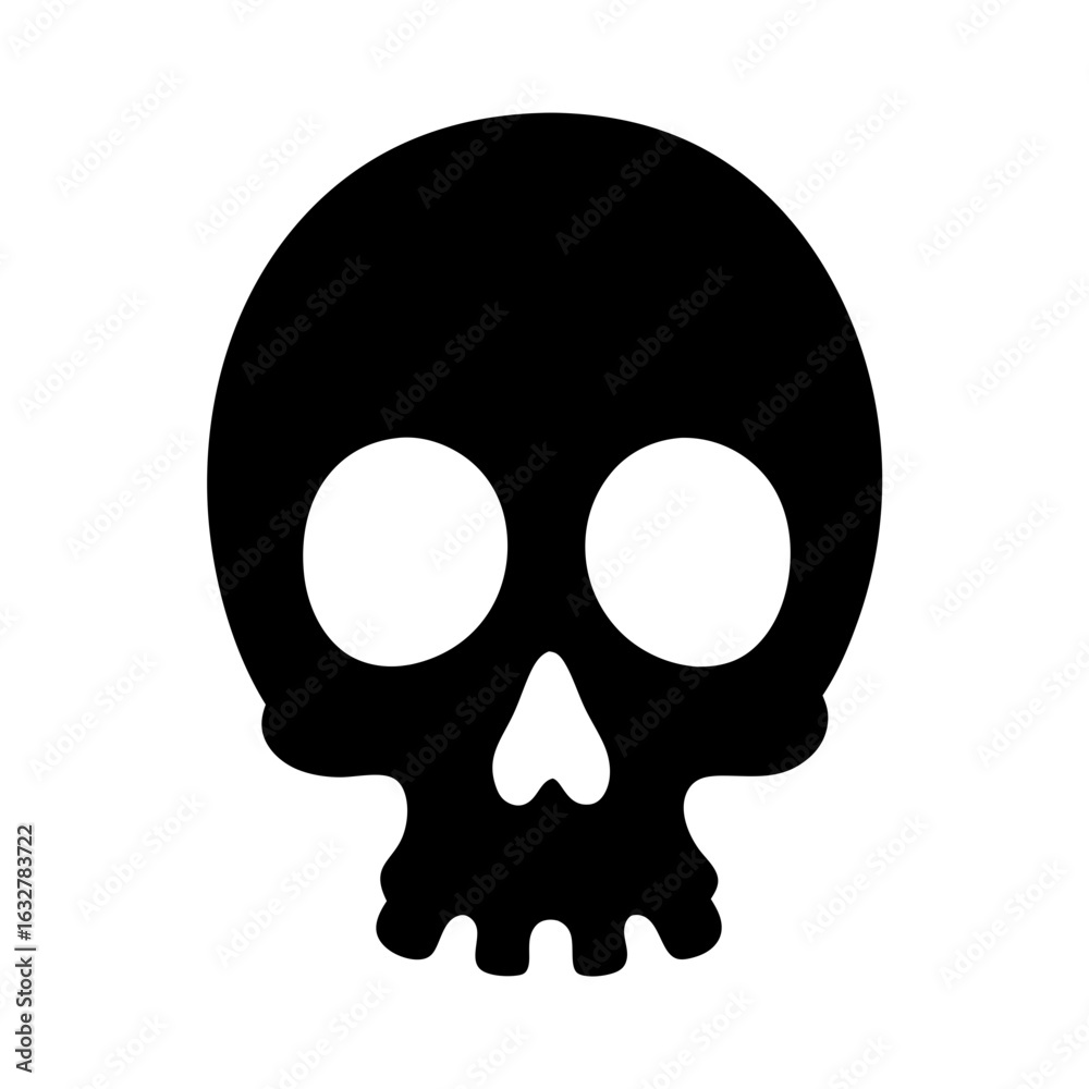Fototapeta premium Black skull silhouette with simplistic design on white background, perfect for icons