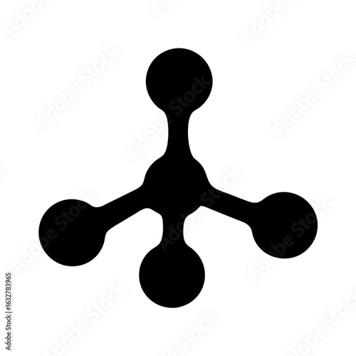 Abstract molecule model with rounded ends emanating from a central point