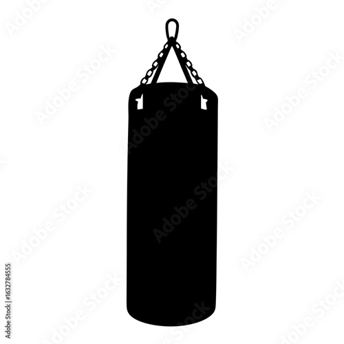 A Simple Silhouette of a Hanging Boxing Bag with Chain Attachment