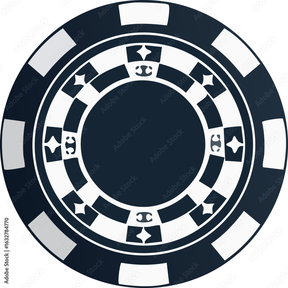 Naklejka premium Black and white poker chip illustration
