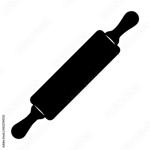 Black silhouette of a rolling pin isolated on white background design element
