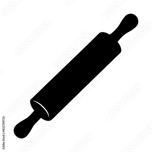Simple black and white rolling pin image for baking and pastry needs