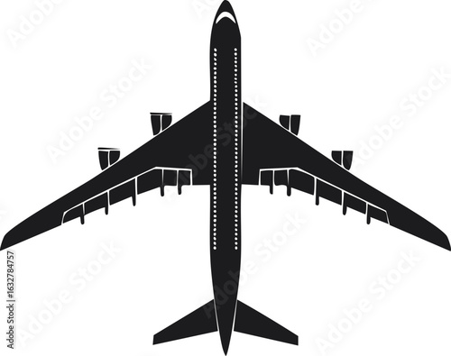 airplane silhouette top view vector