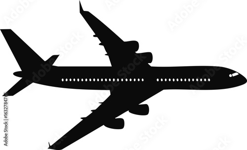 Commercial passenger airplane silhouette – side view
