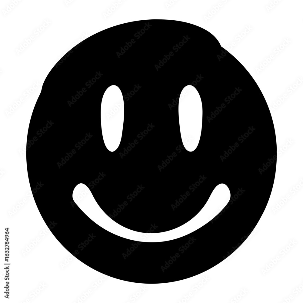 Fototapeta premium Simple black and white drawing of a cartoon smiling face icon