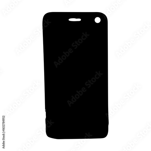Simple smartphone in black with top speaker and front camera silhouette