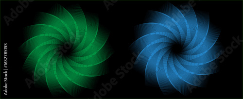 Green and blue metal circle frames 3d vector realistic illustration. First, second and third place medals or buttons isolated on white background. Certified. Quality blank, empty badge set. eps 10