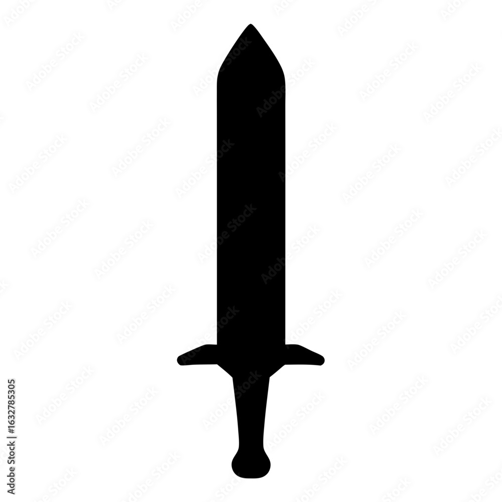 Fototapeta premium A silhouette image of a classic medieval sword, ready for battle