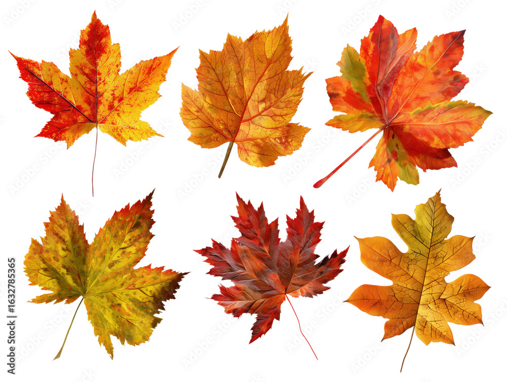 Fototapeta premium Maple leaf collection transparent background