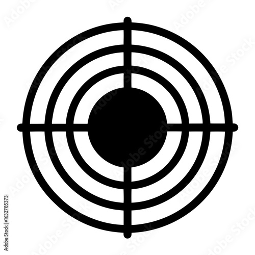 A Bold Black and White Target Icon for Accurate Aiming and Precision