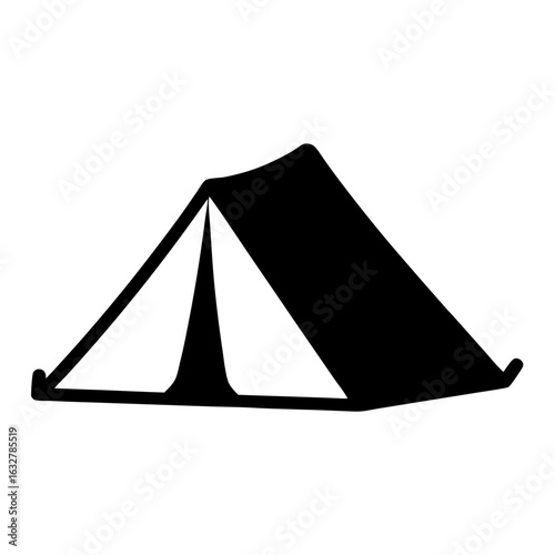 Black camping tent provides shelter in the great outdoors for adventurers