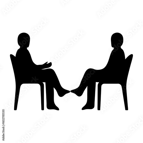 Silhouette image depicting a conversation or consultation between two individuals