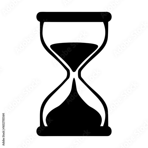 Minimalist hourglass icon signifying the passage of time with black silhouette