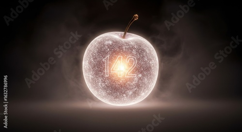 Glowing apple with number