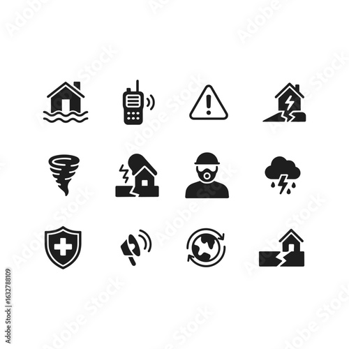 Disaster Management Vector Icons Set Flat