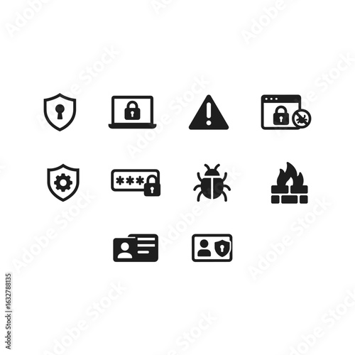 Cybersecurity and malware icons