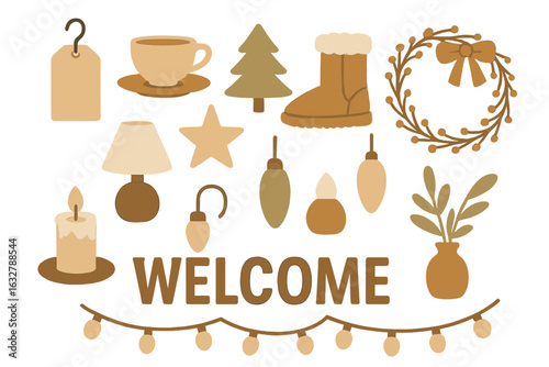 Seasonal decoration elements including warm tones and welcoming designs for festive home decor