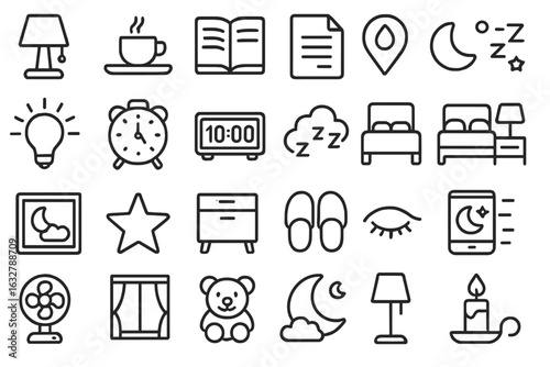 Cozy home icons depicting relaxation, productivity, and comfort in a peaceful setting for inspiration and creativity