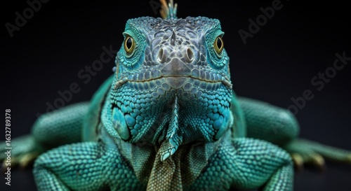 Close-up turquoise iguana