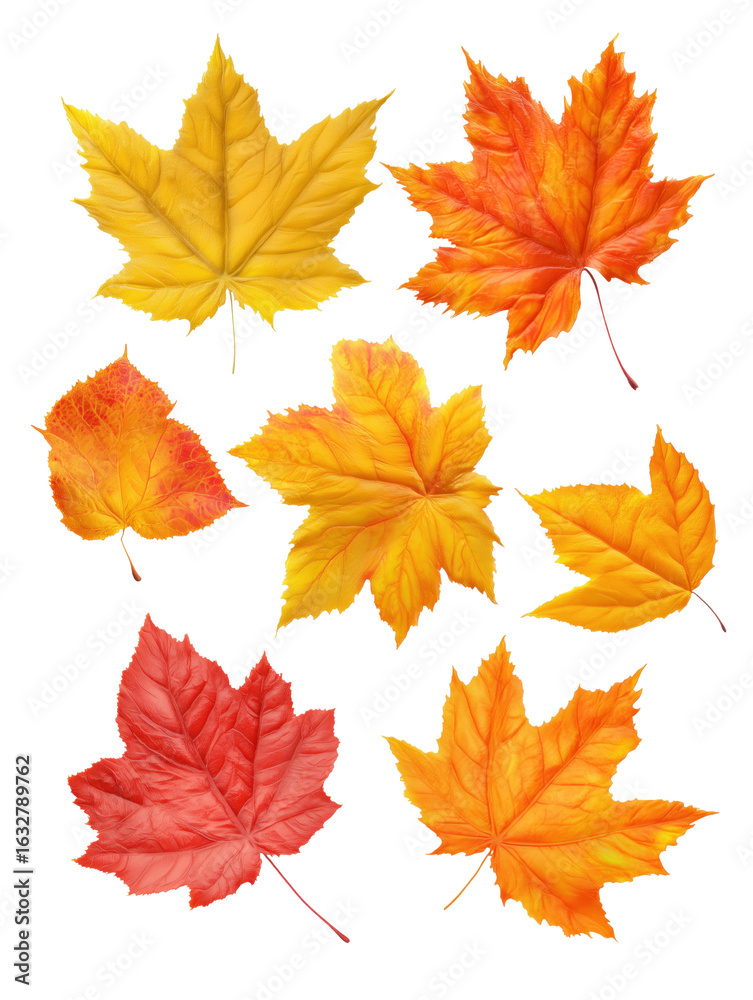 Fototapeta premium Maple leaf collection transparent background