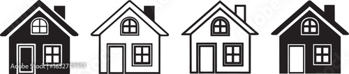 Set of four house icons for real estate and housing concepts