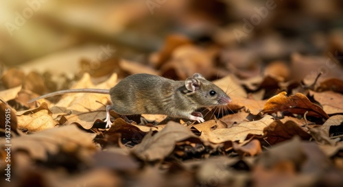 Mouse in Autumn Leaves