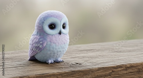 Cute owl figurine on wood