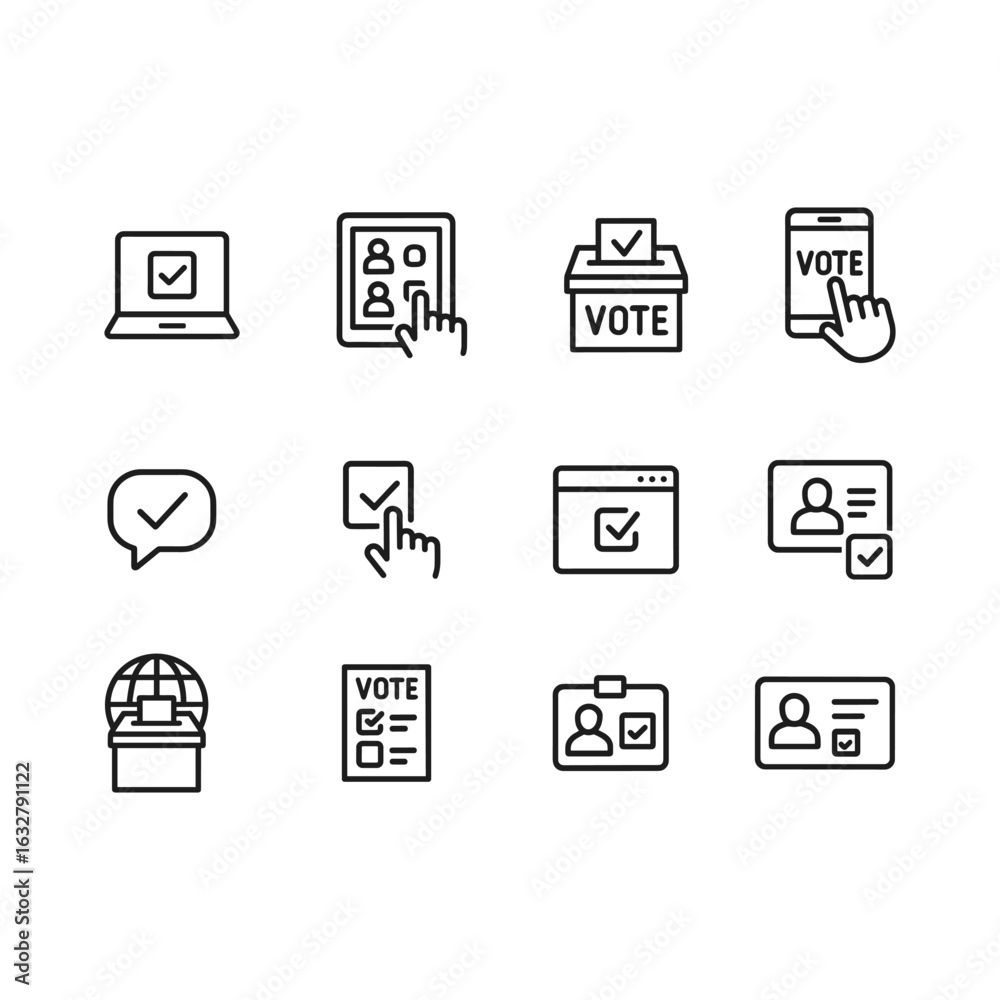 Fototapeta premium Voting and Election Vector Icons Set Flat