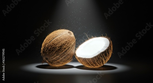 Two coconuts in spotlight