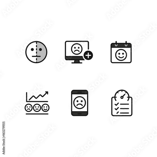 Mental health and mood tracking icons set