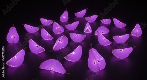 Illuminated Purple Pear Slices