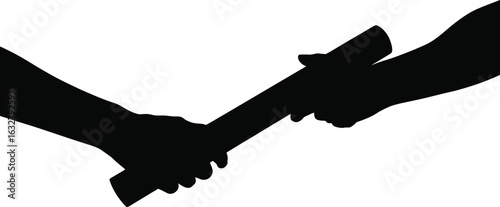 Passing the baton teamwork concept silhouette relay race