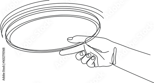 Minimalist frisbee art hand throwing disc line drawing sport