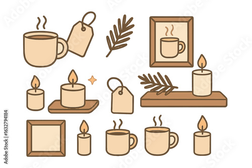 Cozy coffee and candle decorations for a warm home ambiance in a charming cafe
