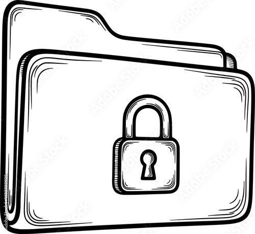 Locked secure file folder with hand-drawn style