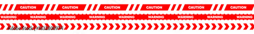 Frame Under Construction Web Banner PNG with Red and White Warning Tape, Seamless Caution Design, Editable Background Layout 
