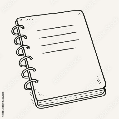Sketchbook with blank pages and spiral binding on light background  