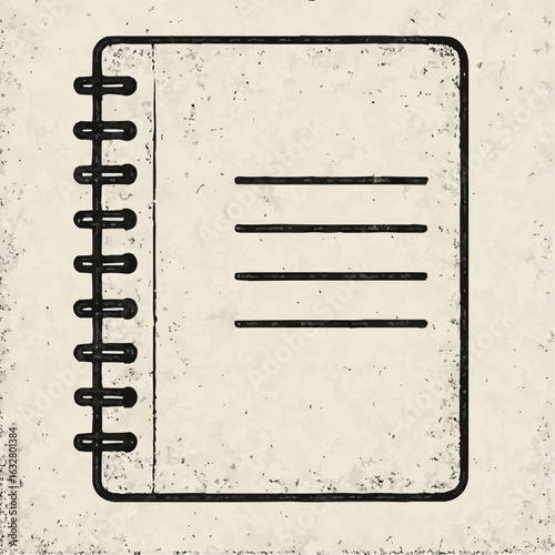 Spiral-bound notebook with blank pages on textured background  