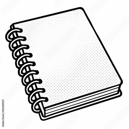 Blank spiral notebook with dotted pages for writing and notes  