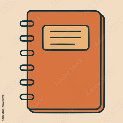Orange notebook with spiral binding on a pastel background  