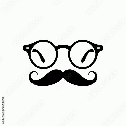 Glasses and Mustache Icon – Retro Disguise Silhouette Vector Design