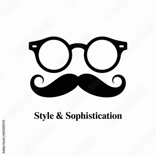 Glasses and Mustache Icon – Retro Disguise Silhouette Vector Design