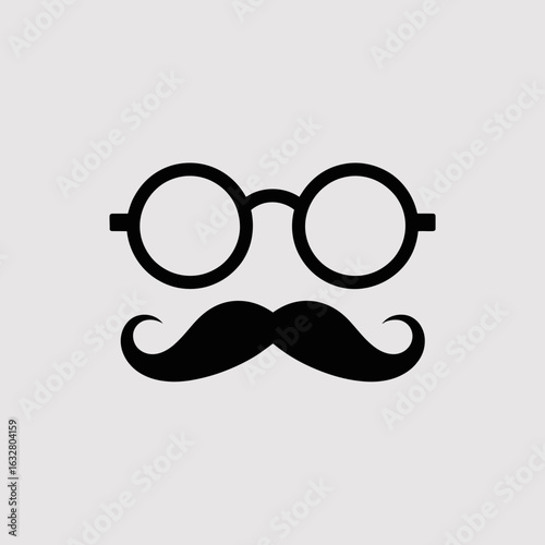 Glasses and Mustache Icon – Retro Disguise Silhouette Vector Design