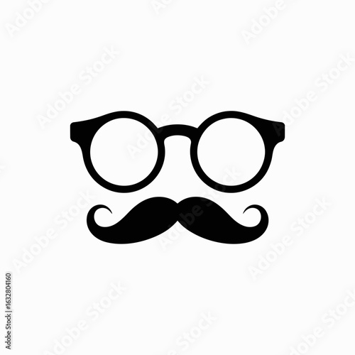 Glasses and Mustache Icon – Retro Disguise Silhouette Vector Design